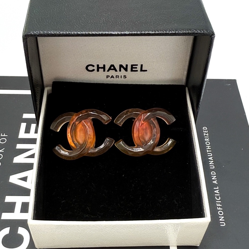 COA Chanel CC Resin Neutral Earrings